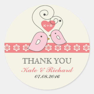 Roze Tortelduifjes Wedding voor Sticker