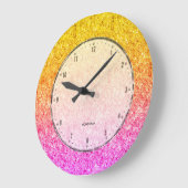 Roze tot gele glittertextuur grote klok (Hoek)