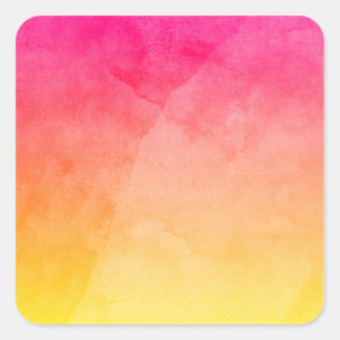 Roze tot gele Waterverf Vierkante Sticker