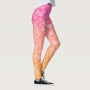 Roze tot oranje ombre met witte paisley leggings