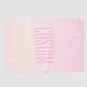 Roze tot Perzik Sunset Ombre met  tekst Golfhanddoek (Horizontaal)