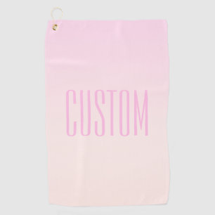 Roze tot Perzik Sunset Ombre met tekst Golfhanddoek