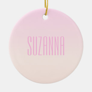 Roze tot Perzik Sunset Ombre met tekst Keramisch Ornament