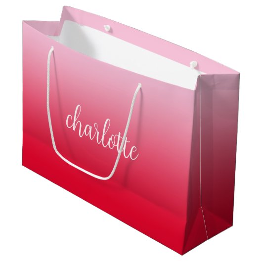 Roze tot Rode Ombre Groot Cadeauzakje (Voorkant Gekanteld)