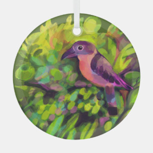 Roze toucanet glas ornament