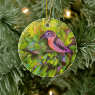 Roze toucanet keramisch ornament