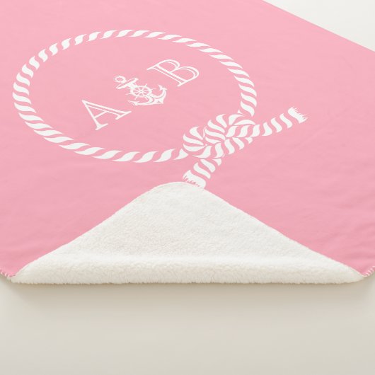 Roze Touw en Anker Monogrammed Sherpa Deken (3/4)
