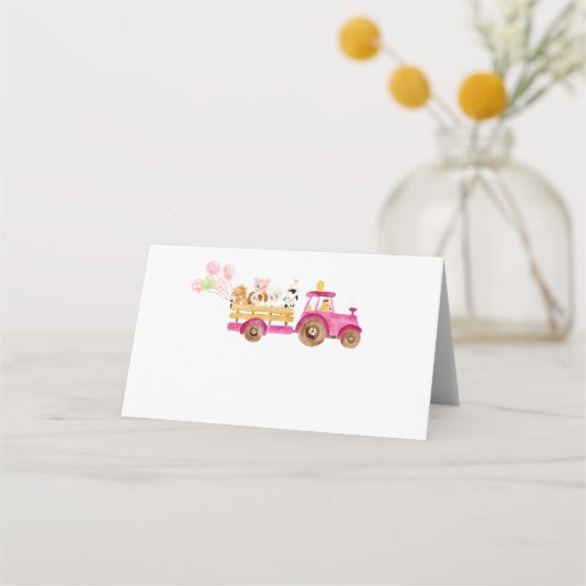 Roze tractor boerderij dieren meisje verjaardag vo (Voorkant)