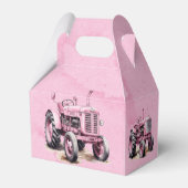 Roze Tractor Flag Waterverf Meisje Baby shower Bedankdoosjes (Achterkant)