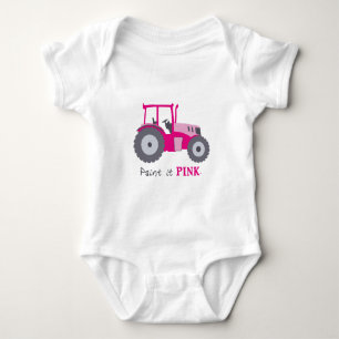 Roze tractor illustratie verf het roze! romper