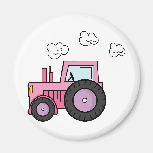 Roze tractor magneet (Voorkant)