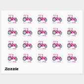 Roze tractor schildert roze! ronde sticker (Vel)