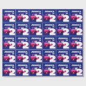 Roze Tractor Verjaardag Cadeaupapier (Vlak)