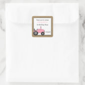 Roze tractor verjaardagsfeestje gunst sticker (Tas)