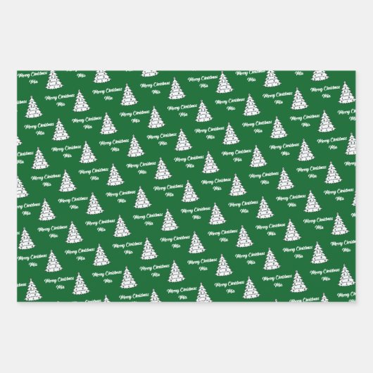 Roze Tree Gift Wrap | Merry Christmas Pink Inpakpapier Vel (Voorkant 2)