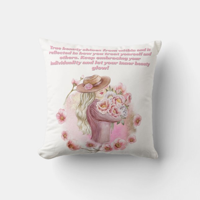 Roze Tree of Life Inspirerende kussen (Voorkant)