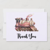 Roze Trein Engine Steampunk Dank u Bedankkaart (Voorkant)