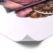 Roze Treinmotor  Steampunk Stijl Poster (Hoek)