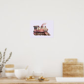 Roze Treinmotor  Steampunk Stijl Poster (Keuken)