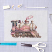 Roze Treinmotor  Steampunk Stijl Tissuepapier (Craft)
