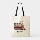 Roze Treinmotor  Steampunk Stijl Tote Bag (Achterkant)