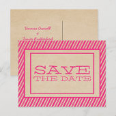 Roze Trendy Stripes sparen het Briefkaart van de D (Voorkant / Achterkant)