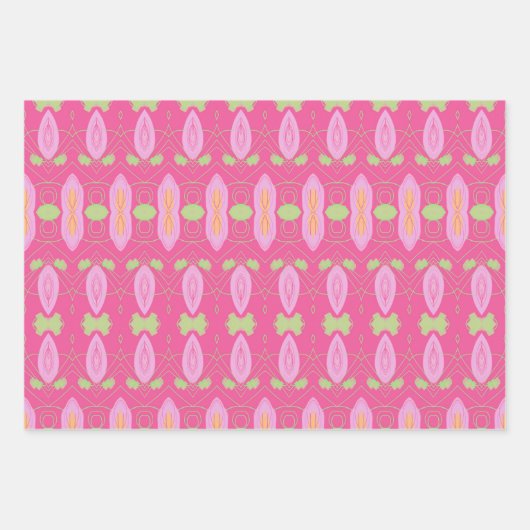 Roze Tri Sheet Wrap of Lade Liners Inpakpapier Vel (Voorkant 3)