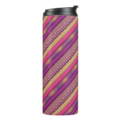 Roze Tribal Stripes Geometrisch patroon vet etnisc Thermosbeker (Gedraaid links)
