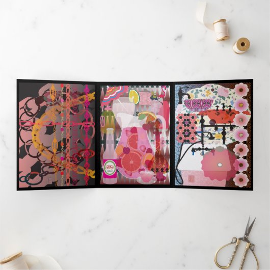 Roze Trifold Kaart (Binnen)