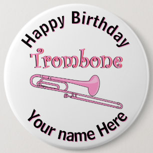 Roze trombone Button