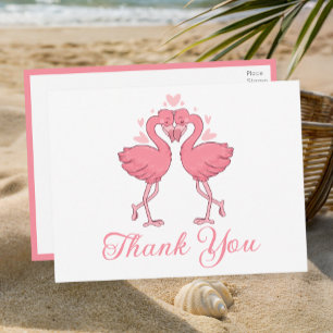 Roze Tropisch Strand Bruiloft Bedankt Briefkaart