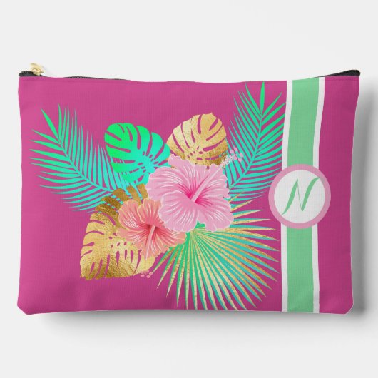 Roze Tropisch Strand Monogram Etui (Voorkant)