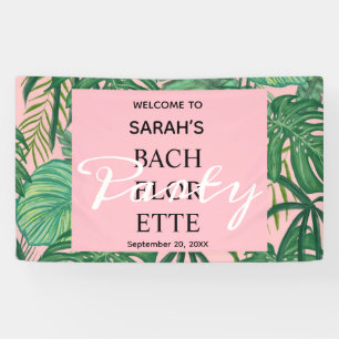 Roze tropisch strand palm bachelorette Welkom Spandoek