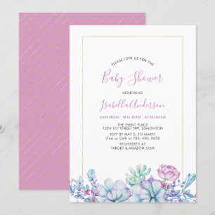 Roze   Tropisch Succulent Summer Baby shower Kaart