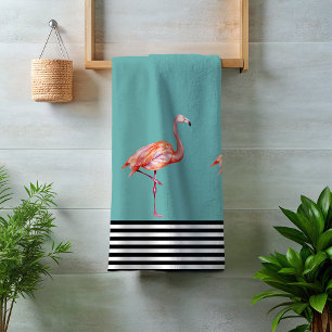 Roze Tropisch Turkoois Zwart Wit Pret Bad Handdoek