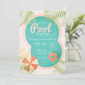 Roze Tropische Adult Pool Party Uitnodiging (Staand voorkant)
