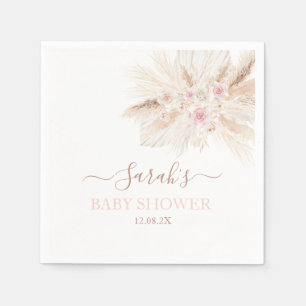 Roze tropische babyshower servetten