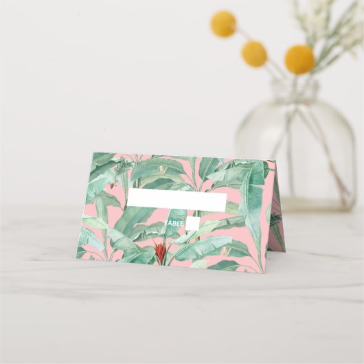 Roze tropische banaan palmbladeren bruiloft (Voorkant)
