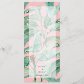 Roze tropische banaan palmbladeren bruiloft menu (Achterkant)