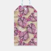 Roze tropische bladeren cadeaulabel (Achterkant)
