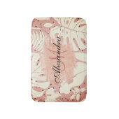 Roze tropische bladeren van Glitter Badmat (Voorkant Verticaal)