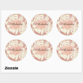 Roze tropische bladeren van Glitter Ronde Sticker (Vel)