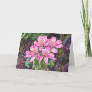 Roze Tropische Bloem Bloemen Kunstnotitie Kaart