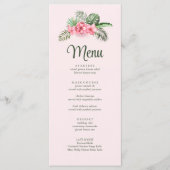 Roze Tropische Bloemen Bruiloft Menu (Voorkant)