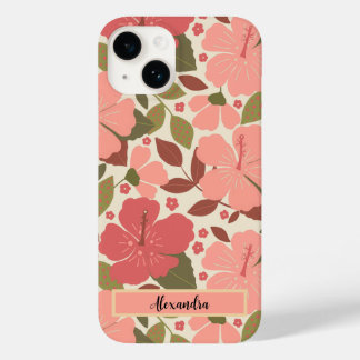 Roze Tropische Bloemen Gepersonaliseerde Hoesje-Ma Case-Mate iPhone 14 Hoesje