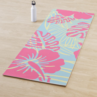 Roze Tropische Bloemen/Hibiscus & Palmblad Yogamat