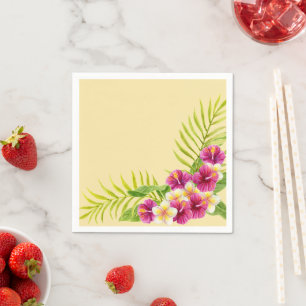 Roze Tropische Bloemrijke Luau Verjaardagsfeestje Servet