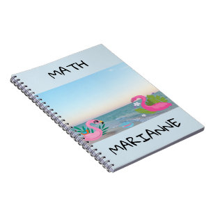 Roze Tropische Flamingo Oceaan Gecentreerde Illust Notitieboek