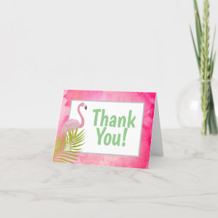 Roze Tropische Flamingo Palm Frond Verjaardagsfees Bedankkaart
