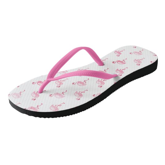 Roze tropische flamingo Summer Patroon Teenslippers (Schuin)